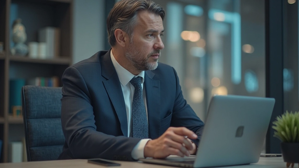 Профессиональное фото человека, участвующего в онлайн-конференции через видеосервис